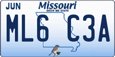 MO license plate ML6C3A