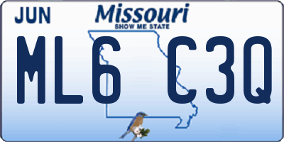 MO license plate ML6C3Q