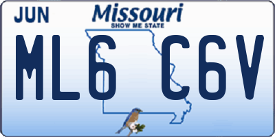 MO license plate ML6C6V