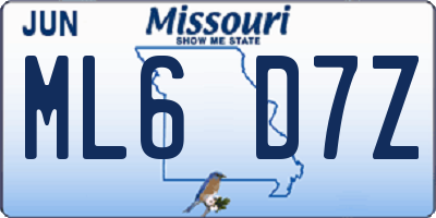 MO license plate ML6D7Z