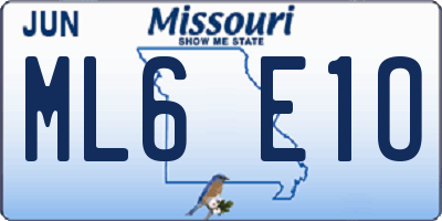 MO license plate ML6E1O