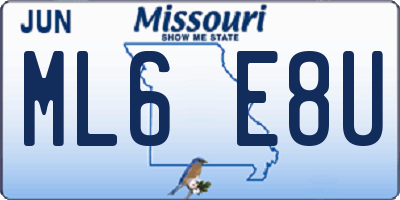 MO license plate ML6E8U