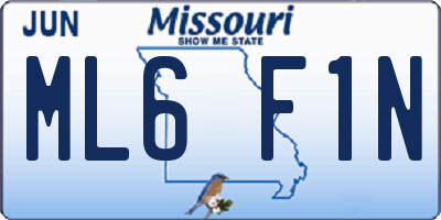 MO license plate ML6F1N