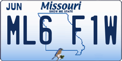 MO license plate ML6F1W