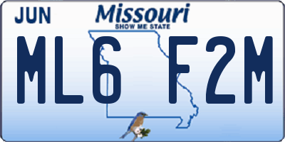 MO license plate ML6F2M