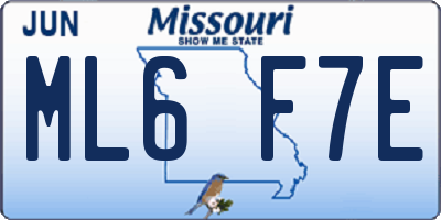MO license plate ML6F7E