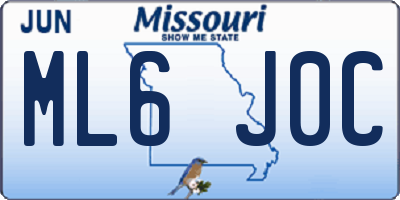 MO license plate ML6J0C