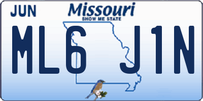 MO license plate ML6J1N
