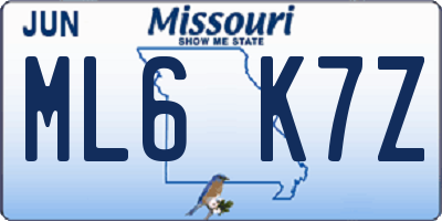 MO license plate ML6K7Z