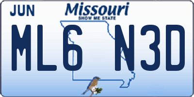MO license plate ML6N3D