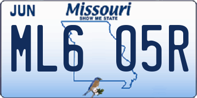 MO license plate ML6O5R