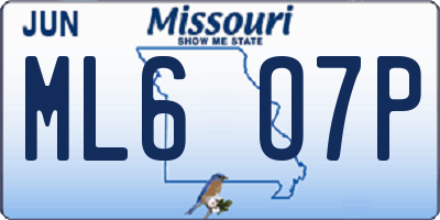 MO license plate ML6O7P