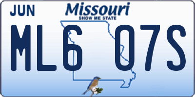 MO license plate ML6O7S