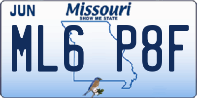 MO license plate ML6P8F