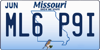 MO license plate ML6P9I