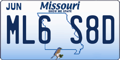 MO license plate ML6S8D