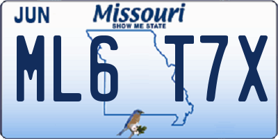 MO license plate ML6T7X