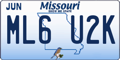 MO license plate ML6U2K