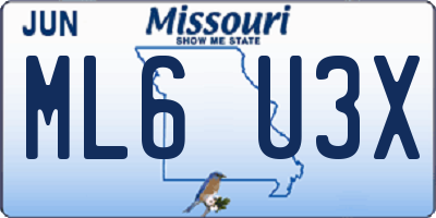 MO license plate ML6U3X