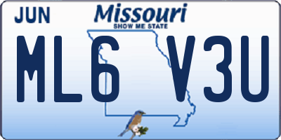MO license plate ML6V3U