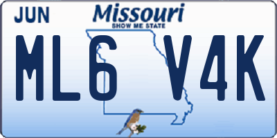 MO license plate ML6V4K