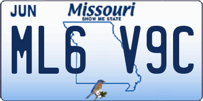 MO license plate ML6V9C