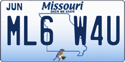 MO license plate ML6W4U