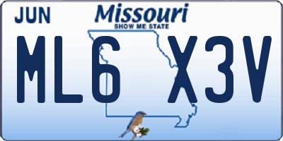 MO license plate ML6X3V