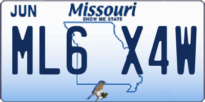 MO license plate ML6X4W