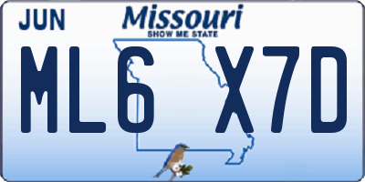 MO license plate ML6X7D