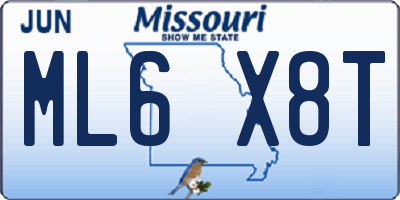 MO license plate ML6X8T