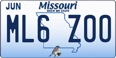 MO license plate ML6Z0O