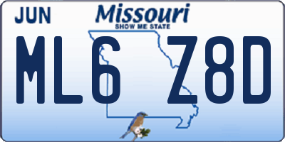 MO license plate ML6Z8D