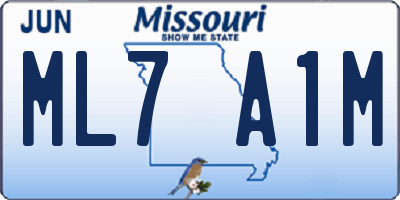 MO license plate ML7A1M