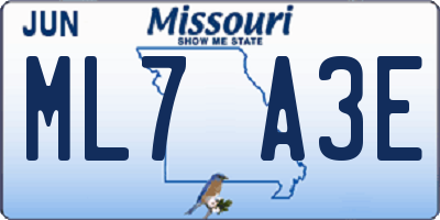 MO license plate ML7A3E
