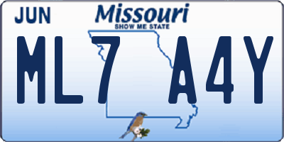 MO license plate ML7A4Y