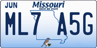 MO license plate ML7A5G