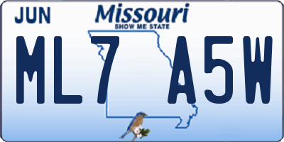 MO license plate ML7A5W