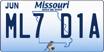 MO license plate ML7D1A