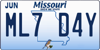 MO license plate ML7D4Y