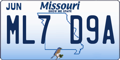 MO license plate ML7D9A
