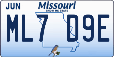 MO license plate ML7D9E