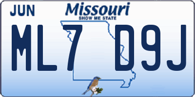 MO license plate ML7D9J