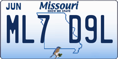 MO license plate ML7D9L