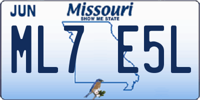 MO license plate ML7E5L