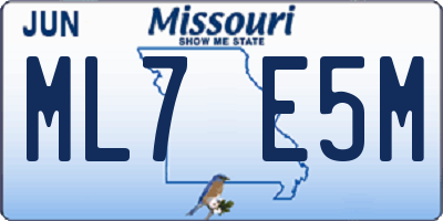 MO license plate ML7E5M