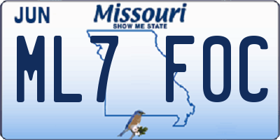 MO license plate ML7F0C