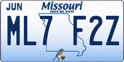 MO license plate ML7F2Z