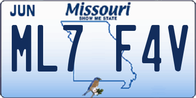 MO license plate ML7F4V