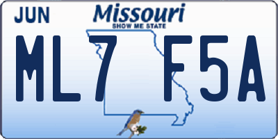 MO license plate ML7F5A